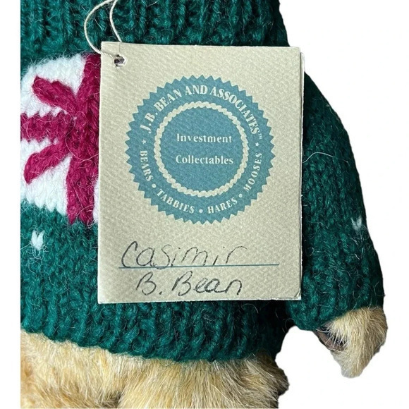 Boyds Bears Plush Casimir B Bean Retired Winter Christmas Sweater 10" NWT - Picture 6 of 8